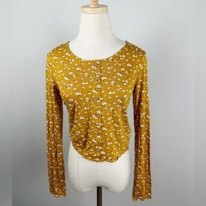 Mustard cream knit top long sleeve